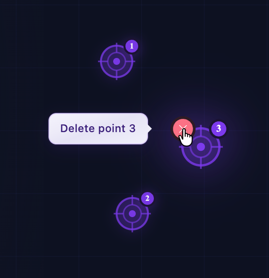 Delete point tooltip on hover